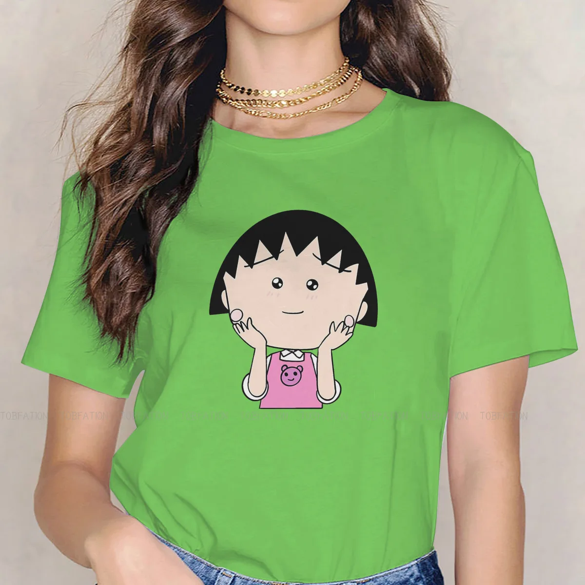 Attesa O collo TShirt Chibi Maruko Chan Cute Girl maglietta in puro cotone ragazza 4XL individualità oversize grande vendita