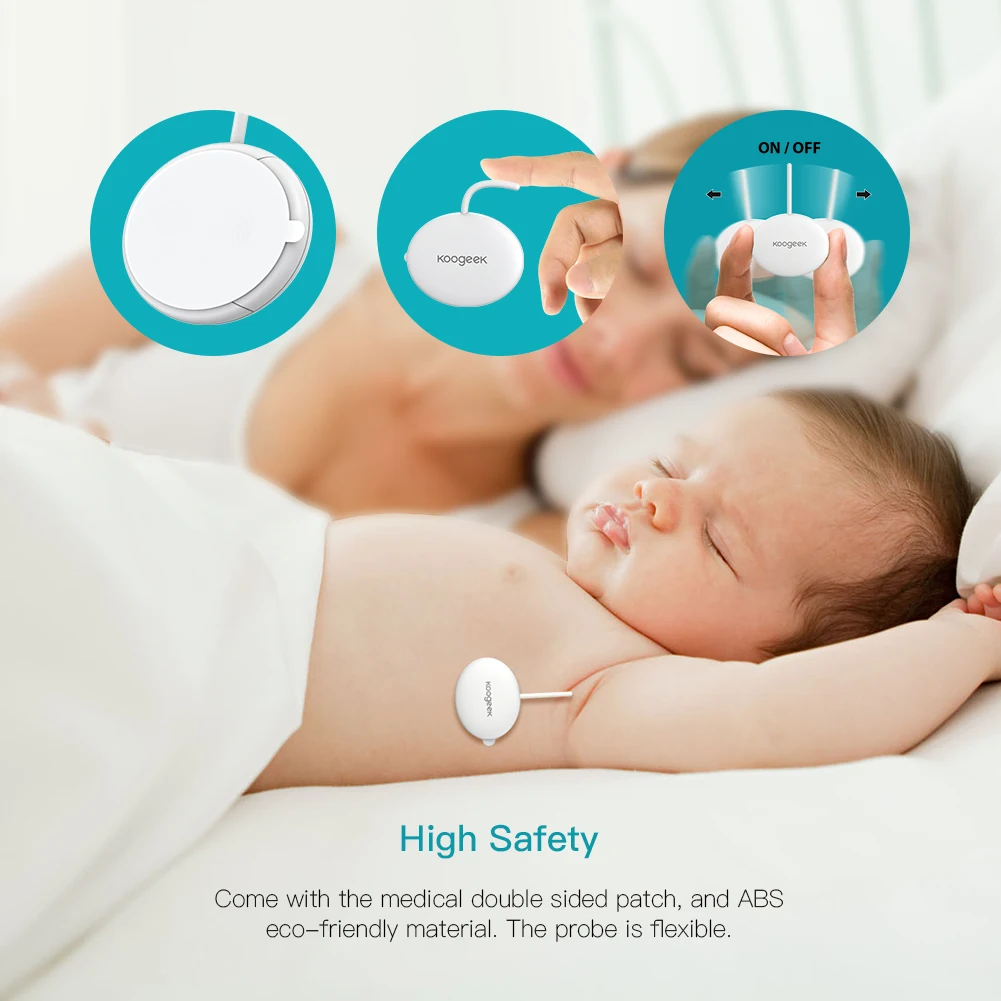Koogeek Wearable Smart Baby Thermometer Professional Accurate Wireless 4.0 24-hour Continuous Monitoring 10 Adhesive Patches | Электроника