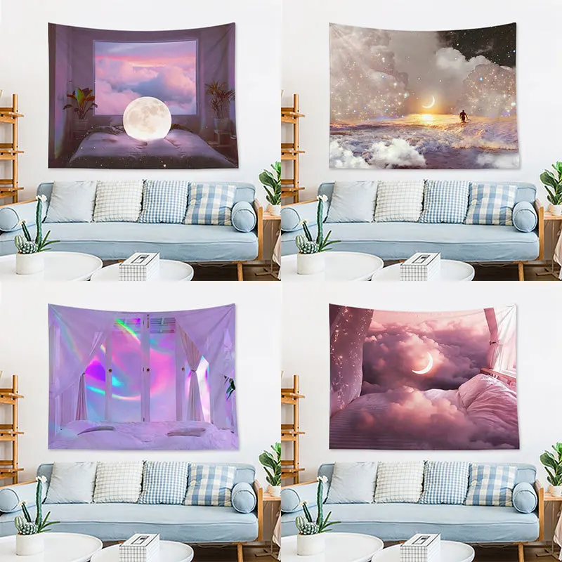 

New Background Fabric Tapestry Apartment Room Decorative Wall Hangings Hanging Cloth Bedspread Hanging Cloth Hanging Painting