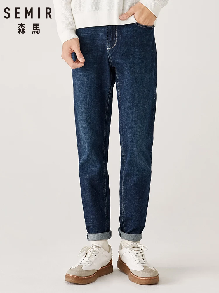 SEMIR Стрейчевые джинсы зимние мужские ins порт стиль с буквенным принтом маленькие