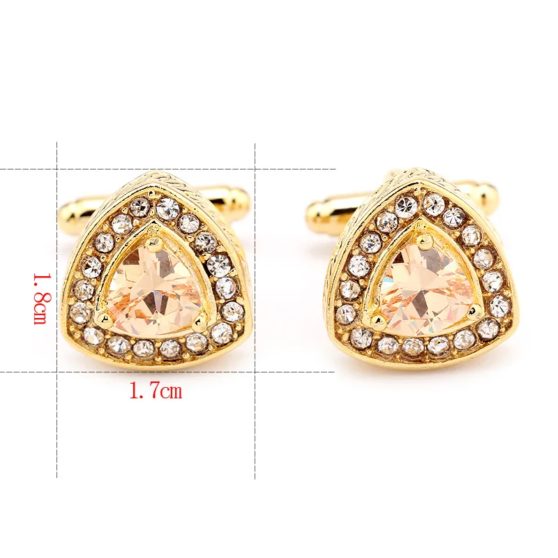 

Aesthetic Triangle Heart Cuff links Full Rhinestones Cufflinks on Shirts
