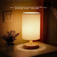 new nordic wood night light led bedroom bedside lamp cloth art environmental friendly eye protection light indoor lighting flexo