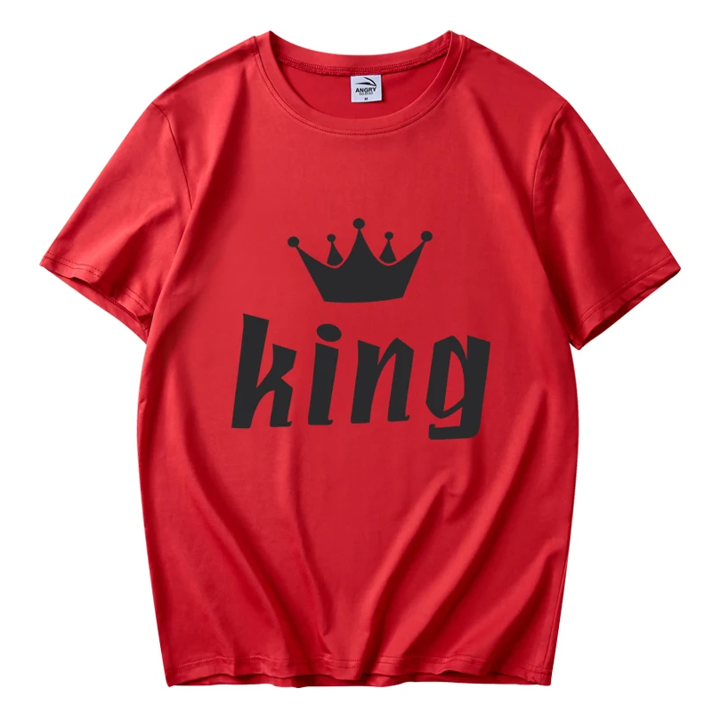 

2021 summer couple fashion king queen printing T-shirt pattern printing men's and women's clothing street sports casual T-shirt
