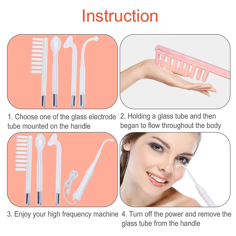 Электрод стеклянная трубка Электротерапия красота устройство акне