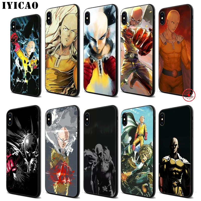 IYICAO One Punch Man мягкий черный силиконовый чехол для iPhone 11 Pro Xr Xs Max X или 10 8 7 6 6S Plus 5 5S SE |