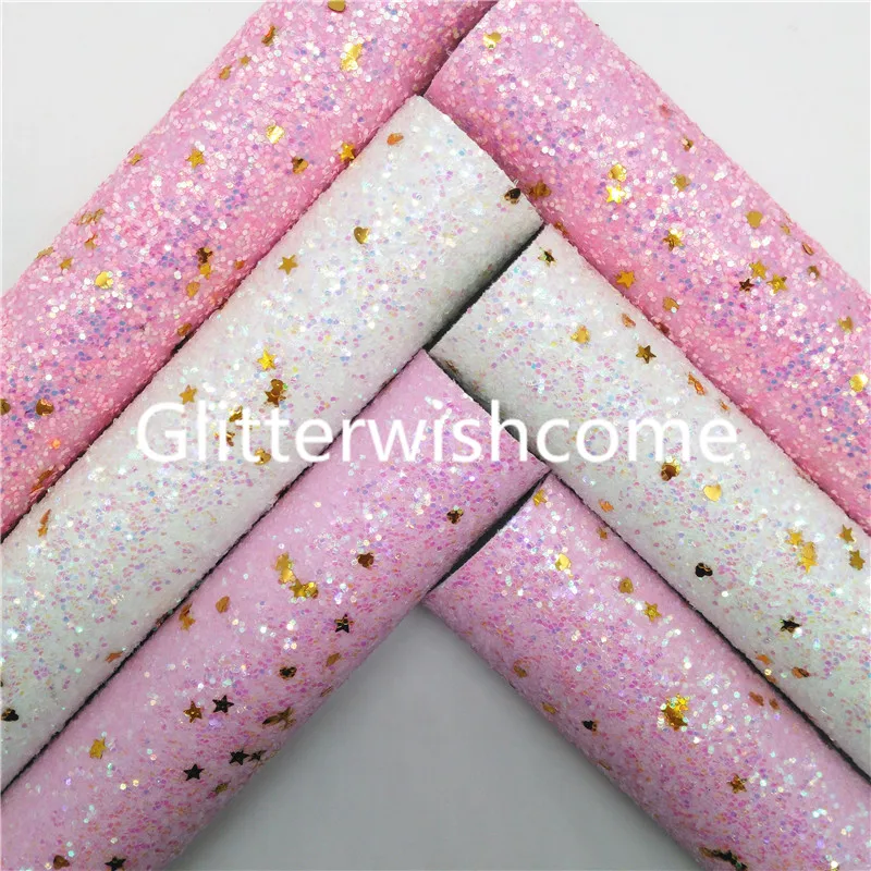 Ткань Glitterwishcome 21x29 см Размер A4 пастельный блеск с узором и звездами крупная