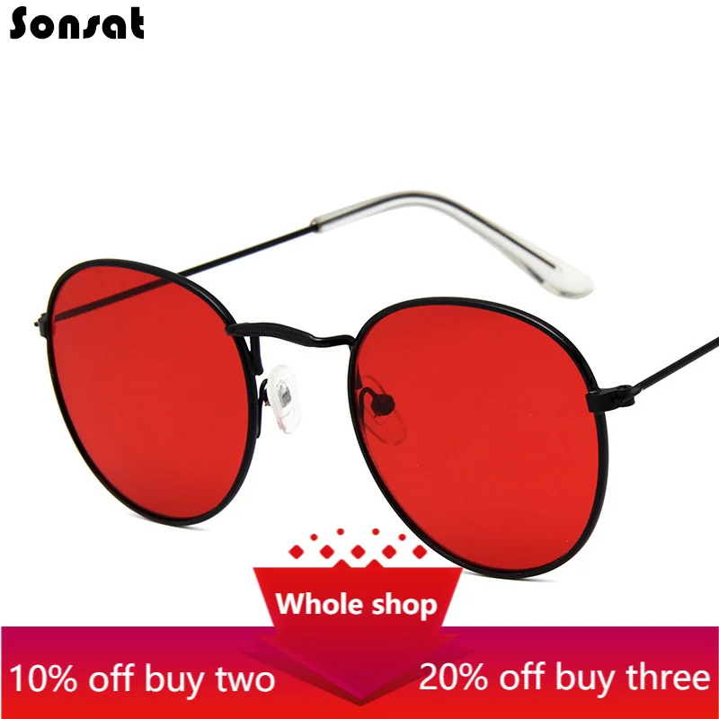 Солнцезащитные очки в круглой металлической оправе UV400 для мужчин и женщин |