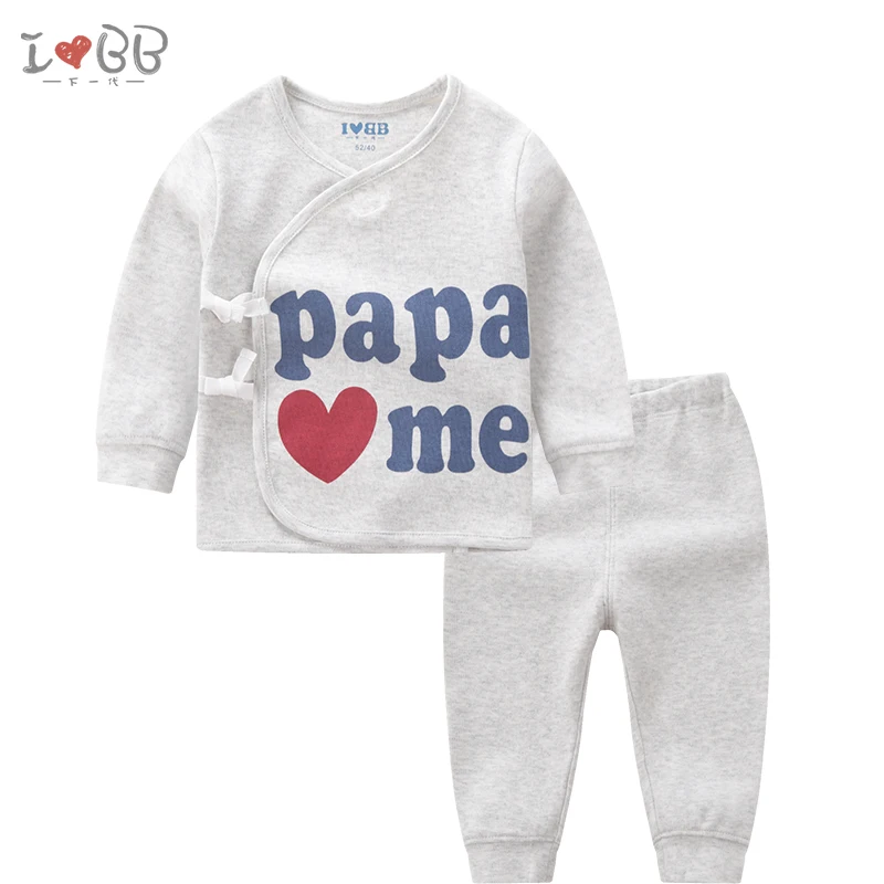 Oblique Open Комплект для сна для малышей; зимняя Пижама; детская хлопковая мягкая одежда для сна с длинными рукавами; PAPA Love Me - Цвет: Oblique Open