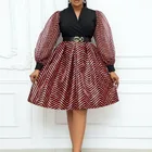 Платье женское ТРАПЕЦИЕВИДНОЕ с пышными рукавами и V-образным вырезом