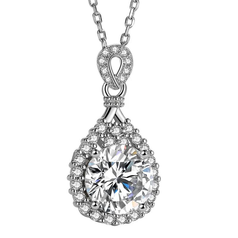 

DIWENFU Real Sterling Silver 45 Cm Necklace Pure Diamond Pendant Anillos De Silver 925 Jewelry Bijoux Femme Bizuteria Pendants