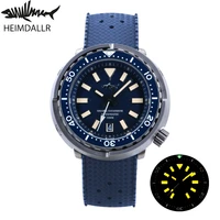 heimdallr retro mens diver watch blue texture dial sapphire titanium case nh35 automatic movement tuna sbbn watches luminous