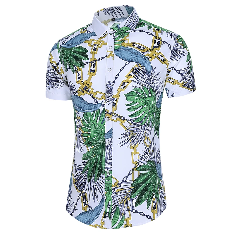 Men's Short-Sleeve Shirts Men Casual Floral Print  Holiday Vacation  Blouses Tops  Clothing  large size 6XL 7XL