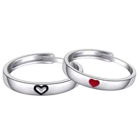 romantic lovers heart shape opening ring elegant wedding party silver color couple ring accessories fashion valentines day gift