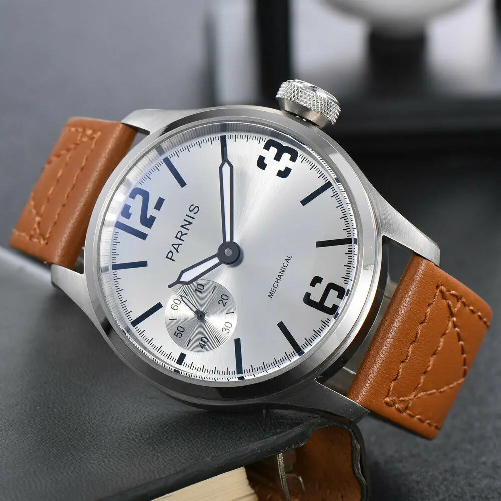 Часы мужские механические с кожаным ремешком 46 мм | Наручные часы