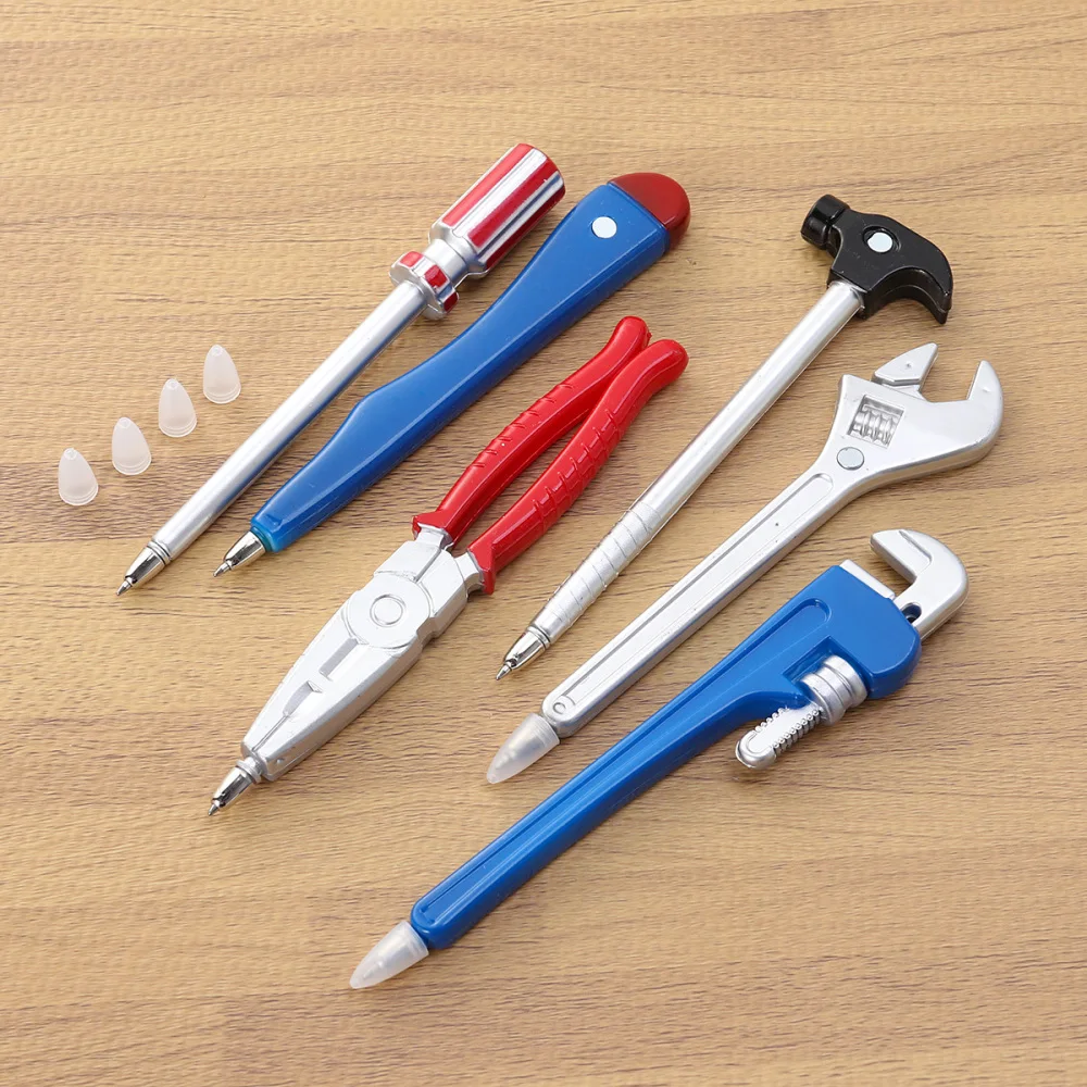 

6 Pcs Children Ball-Point Pen Tools Shaped Creative Ball-Point Pen for Home Store School (Pipe Wrench + Screwdriver + Utility To