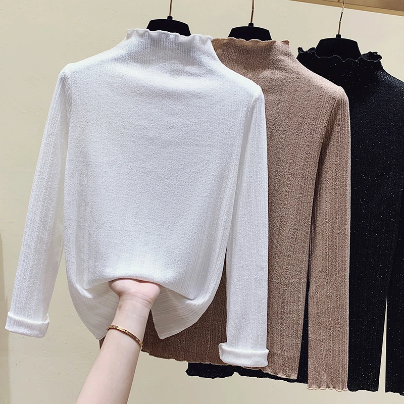 Gkfnmt Осенняя футболка Женские топы черные белые хлопковые футболки Корейская