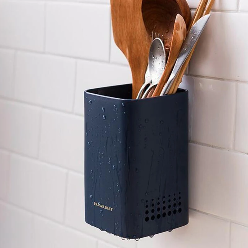 

Wall-mounted Multifunctional Storage Rack Cutlery Drainer Storage Organizer Spoon Chopsticks Holder Kitchen Utensils Container