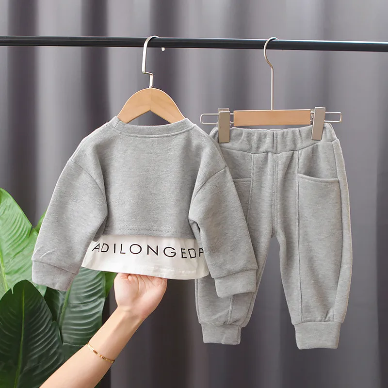 Conjunto de 2 unids/set de ropa deportiva para ni&ntilde;os y ni&ntilde;as, traje informal holgado con sudadera y pantalones para primavera y oto&ntilde;o, 2022-3