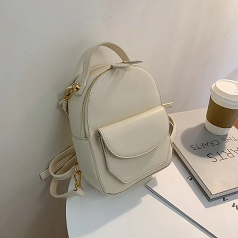 

Trendy Mini Women'S Backpack 2021 All-Match Student Bag Solid Color Summer KOL Student Women'S Bucket Backpack