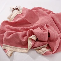 115x115cm newborn swaddle muslin solid tassel baby blanket receiving blanket swaddle wrap blanket newborn sleeping quilt