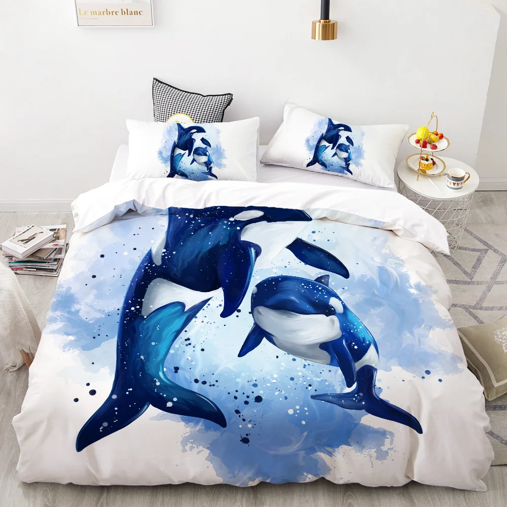 

3D Print Bedding Set King/USA/Australia Size,Duvet Cover Set Custom,Quilt/Blanket Cover,Bedclothes ocean dolphin/whale Drop Ship