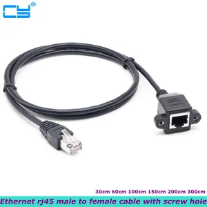 10 pieces batch rj45 male to female cat5 ethernet screw hole with panel installation lan computer network extension cable free global shipping