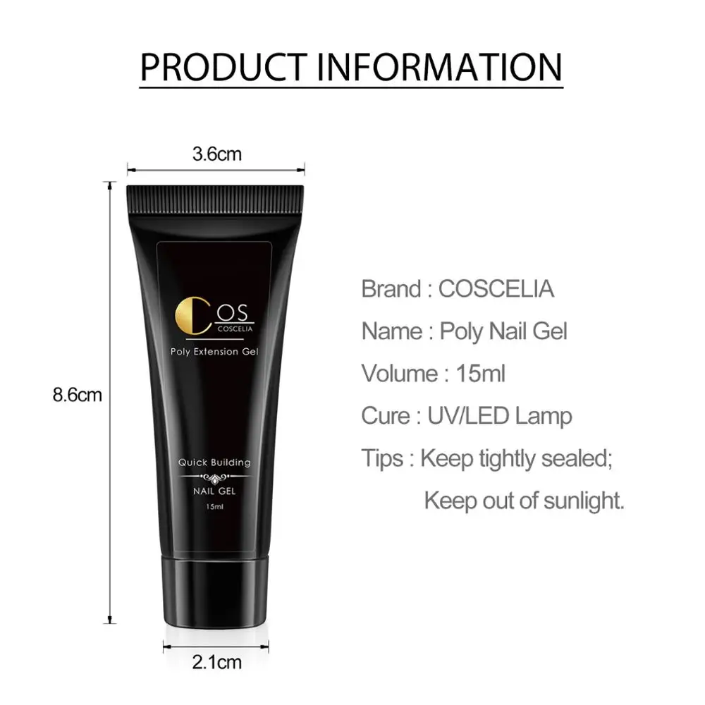 Coscelia поли набор гелей для ногтей с УФ светодиодный светильник Жесткий желе гель