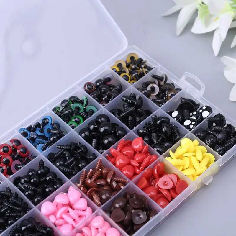 

592pcs/box Plastic Safety Eyes Nose with Washers for Bear Doll Animal Puppet Toy Making DIY Crafts Accessories
