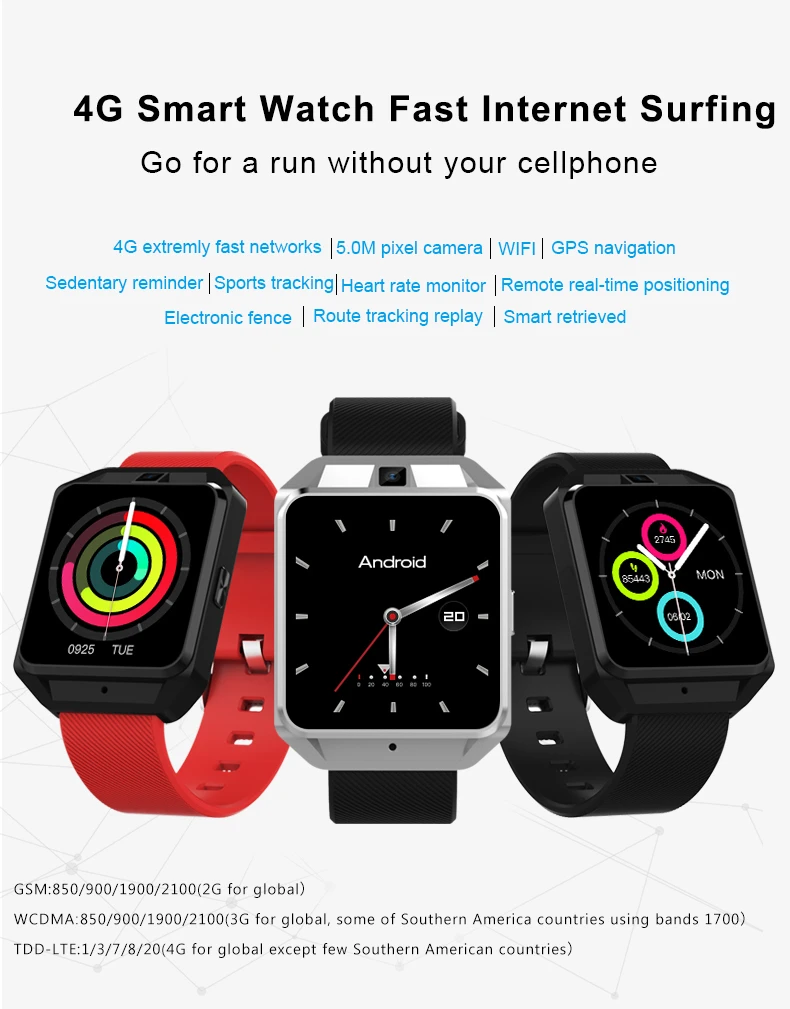 Смарт часы с Bluetooth ЖК дисплеем 4G Android IOS Wi Fi навигация в Интернете видео музыка