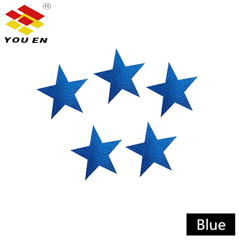 Blue YOUEN, 5x5 см, новые предупреждающие надписи, светоотражающие наклейки, звезды для мотоцикла/велосипеда, для видимой безопасности, 5 шт., автомобильные аксессуары - Цвет: Blue