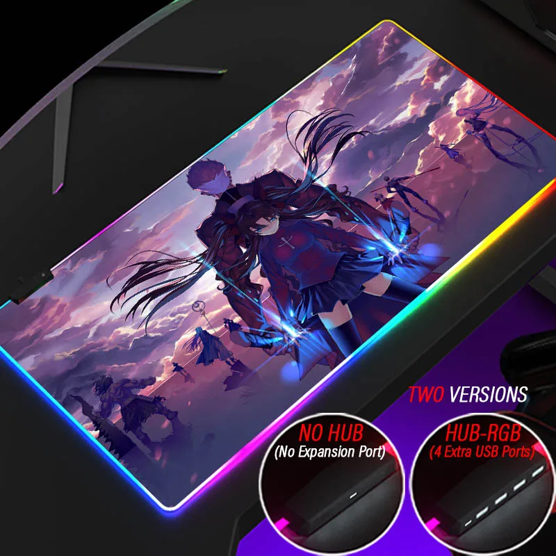 

Extra Large Fate Grand Order Illuminate Mouse Pad RGB Flower Led Strip Mousepad 900x400 HUB 4 in 1 USB Customized FGO Desk Mats