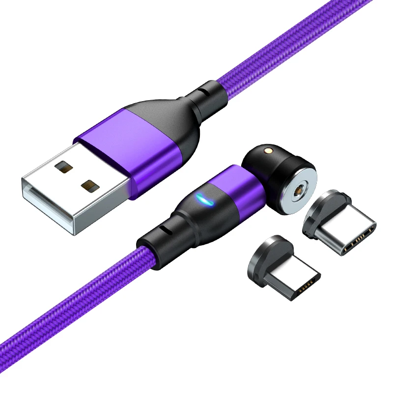 Магнитный USB-кабель типа C зарядное устройство шнур вращение на 360 ° быстрая