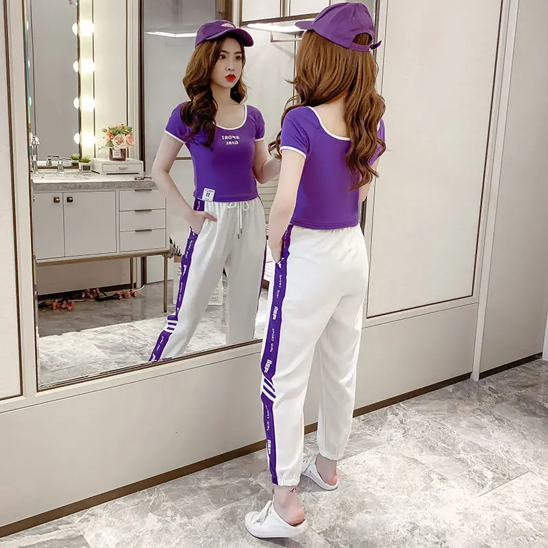 

Short Sleeve Sports Set Women 's Summer Wear 2021new Fashion Brand Fashionable Stylish Hip Hop Student 2-Piece Casual Suit