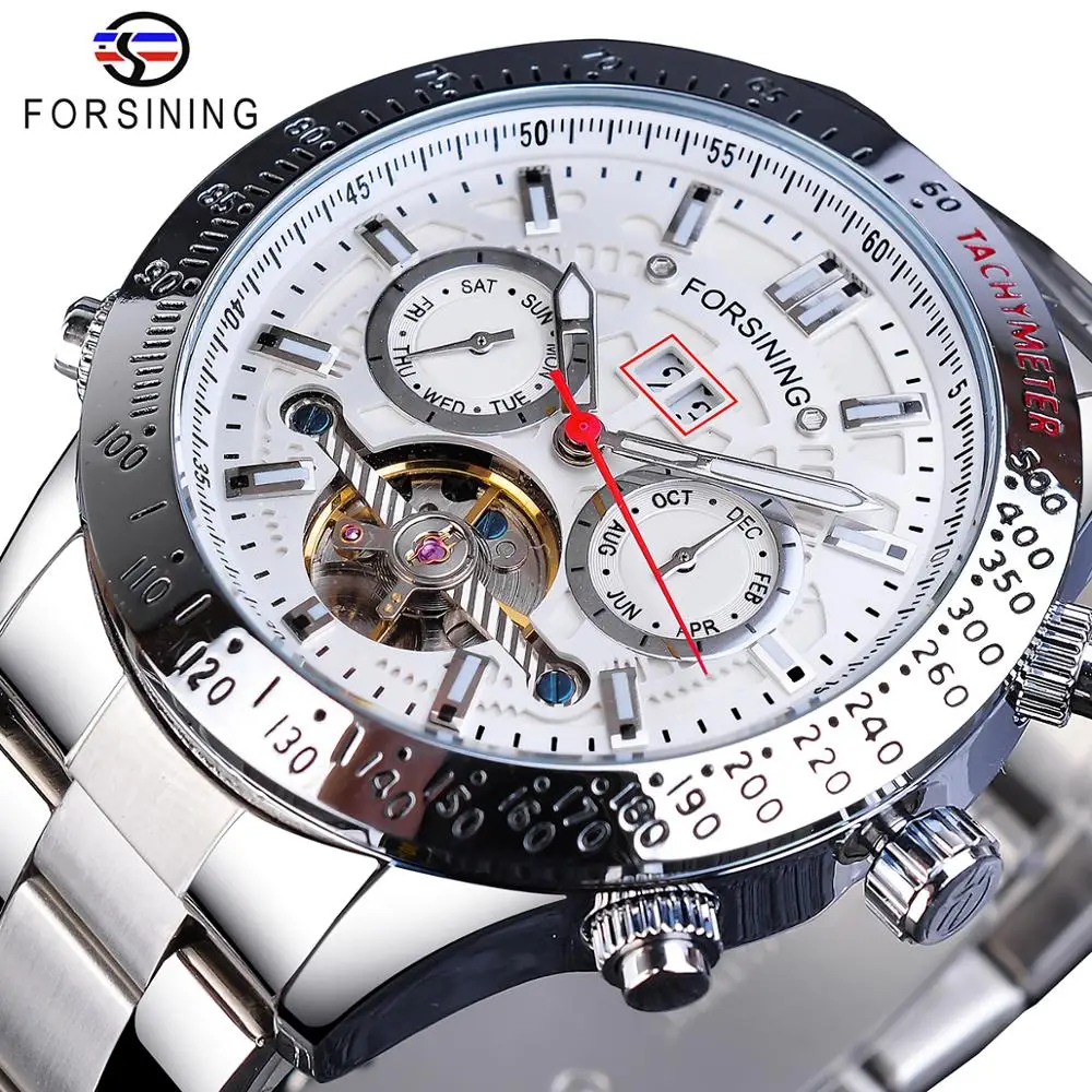 Forsining Fashion Mens Watches Mechanical Automatic Top Brand Luxury Business Date Week Waterproof Stainless Steel Man Watches