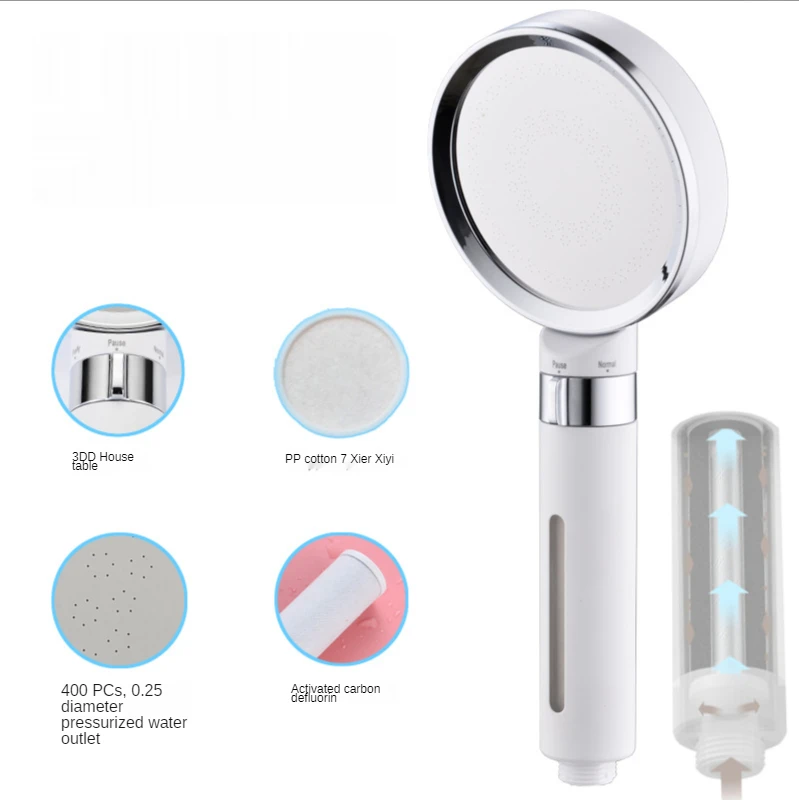 

Spa Beauty Negative Ion Shower Head Water Saving Filter Detachable Multifunction Adjustable High Pressure Shower Flower