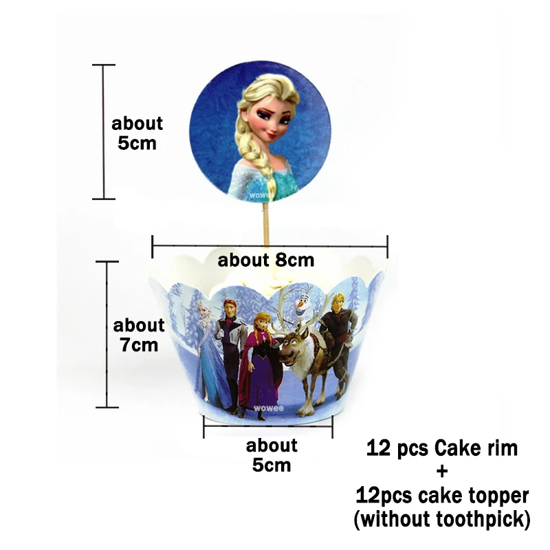 12Ram 12Caketopper 24 шт. Дисней Замороженные Эльза и Анна торт Топпер бумажная вставка баннер чашка торт обертка выпечки свадьба день рождения украшения - Цвет: 12Ram 12Caketopper