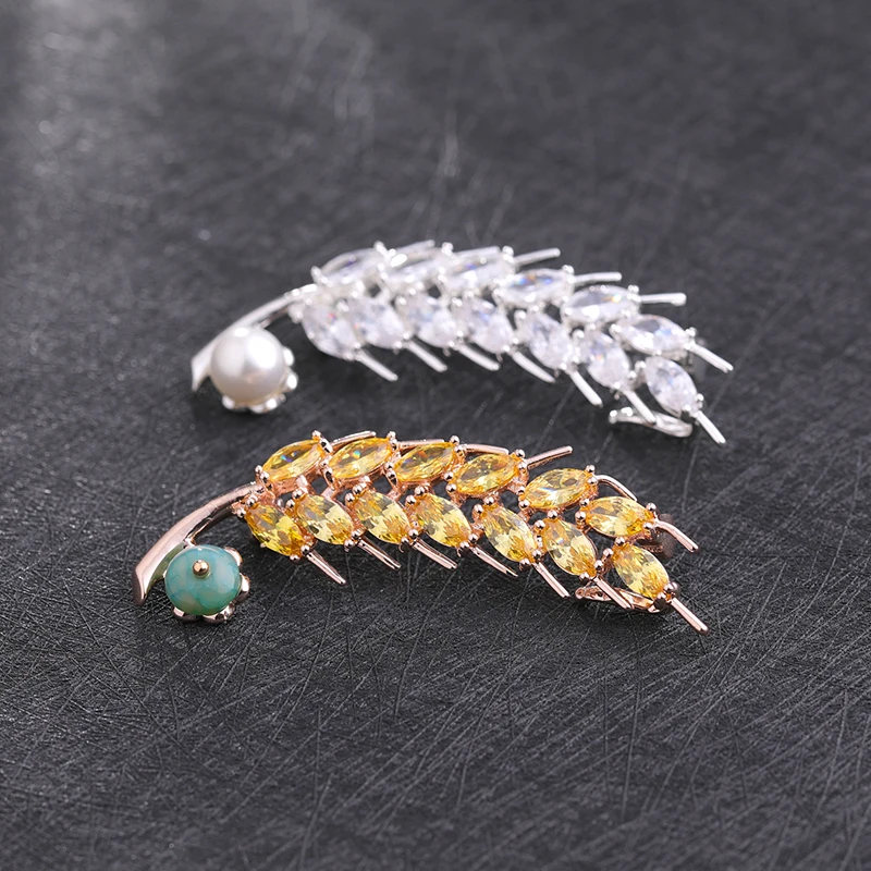 Элегантный Пшенично Броши с искусственным жемчугом шпильки Роскошные серьги