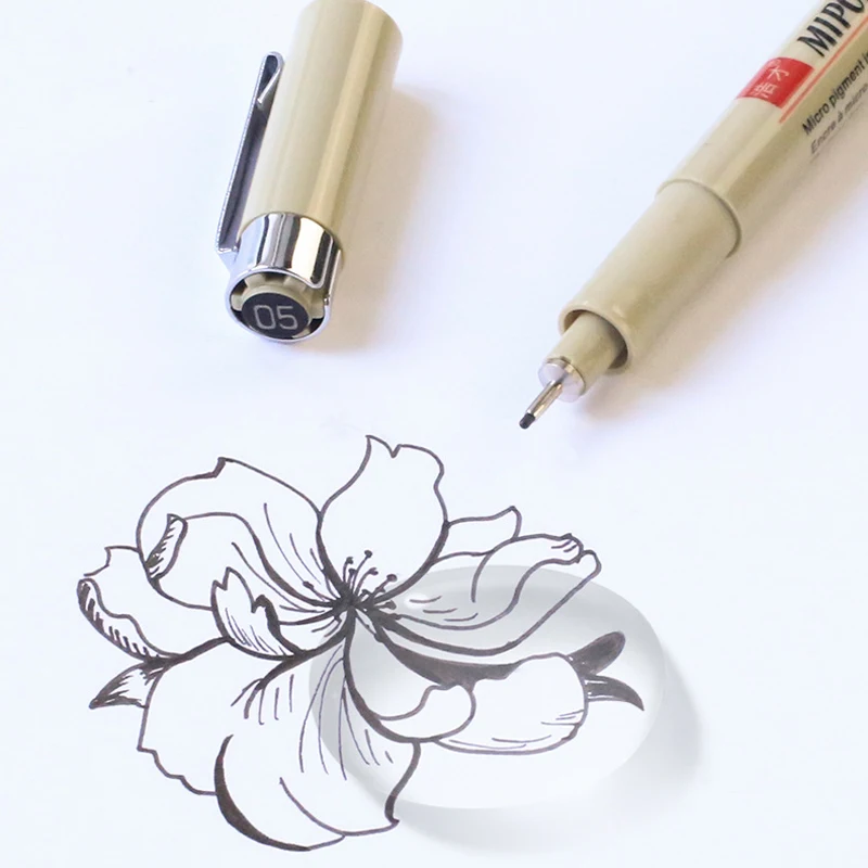 Ручка Pigma Micron Set 003 005 01 02 03 04 05 08 1 0 2 3 BR Для манги мягкая кисть тонкий фломастер