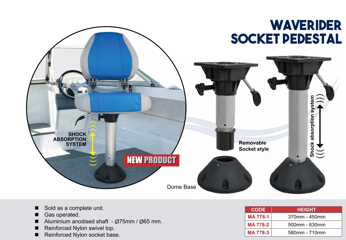 Waverider Socket Seat Pedestal Adjustable Height Shock Absorption Marine Boat Yacht MA 778 enlarge