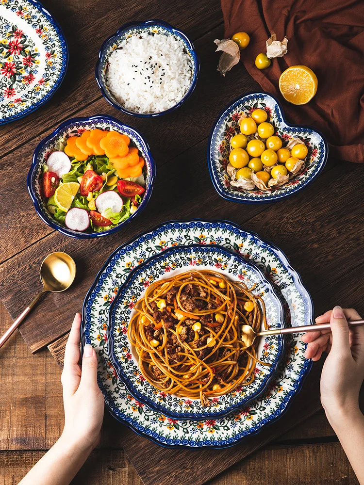 Керамическая столовая посуда из Польши бытовая Салатница блюдца набор тарелок 13