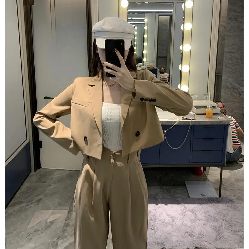 JuneLove Женщины Новая весна Повседневный Две пьесы Vintage офиса Lady однобортный