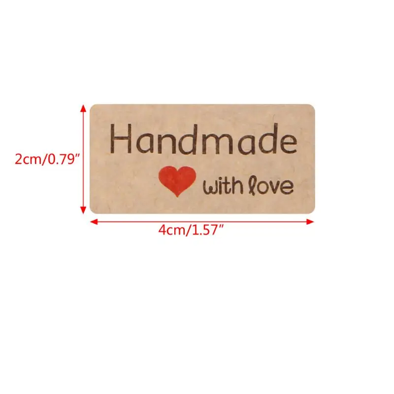 

12Pcs 1.5 Inch Square Natural Kraft Handmade with Love Self Adhesive Stickers 87HC