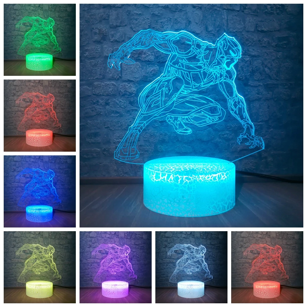 Crack 1 Мстители 3D лампа USB ночник RGB Черная пантера герой комиксов 7 цветов Настольная лампа Праздничная Вечеринка настроение Лава детская игрушка подарок - Испускаемый цвет: Crack 1