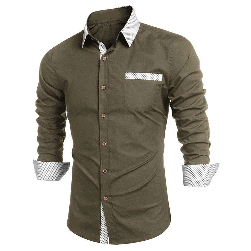 

Новинка Осень-зима популярная цветная рубашка с длинными рукавами в горошек Внешняя торговля Мужская рубашка HJYU1