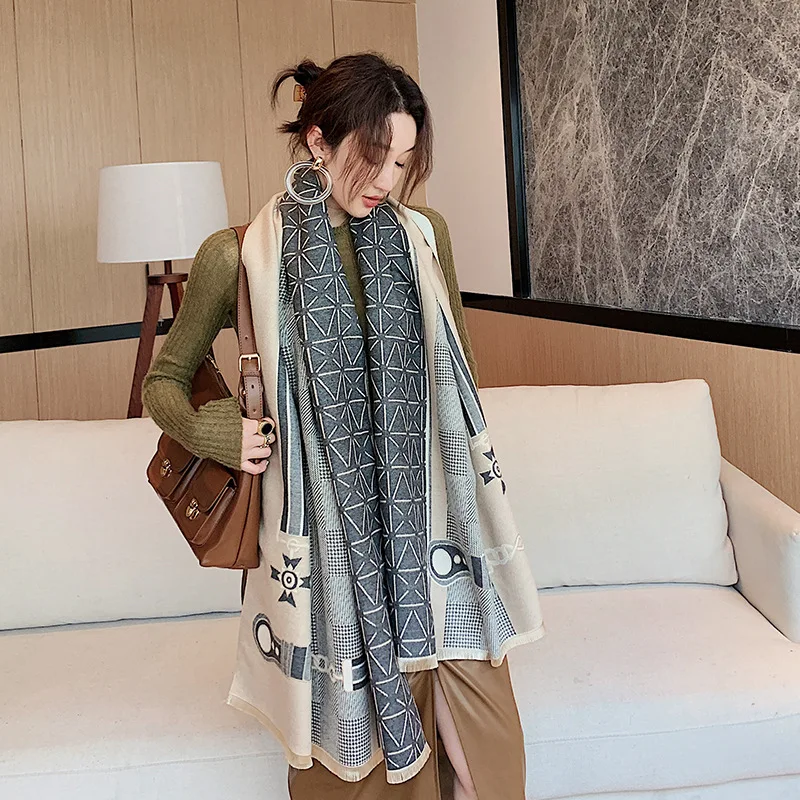 

2020 Luxury Cashmere Scarf for Women Pashmina Shawls Wraps Design Print Neck Scarves Winter Warm Lady Bufanda Thick Blanket