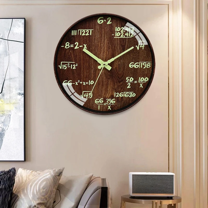 Math Wall Clocks Night Light Silent Clock For Mathematics Teacher Gift Decorative School Home | Дом и сад