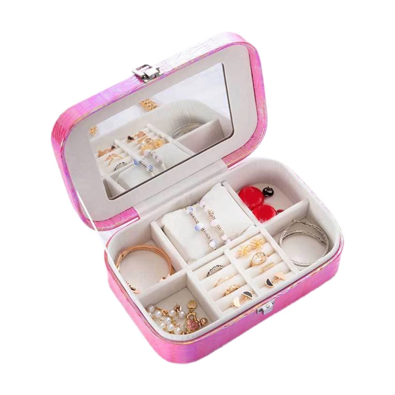 

Portable Travel Jewelry Display Organizer Case Necklace Storage Box with Mirror
