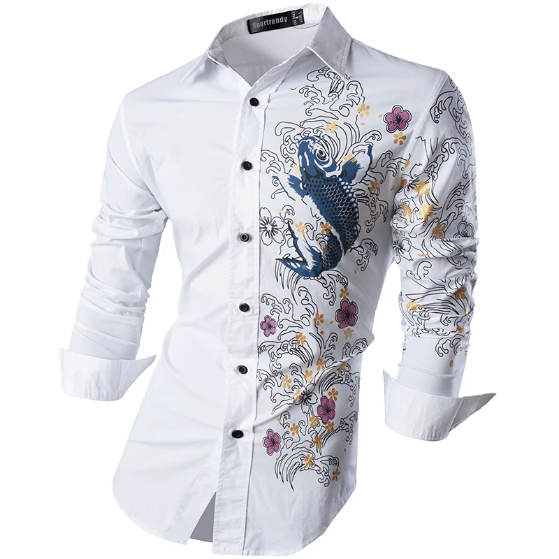 Платье-рубашка sporfashion JZS091 мужское с длинным рукавом Повседневная модная сорочка