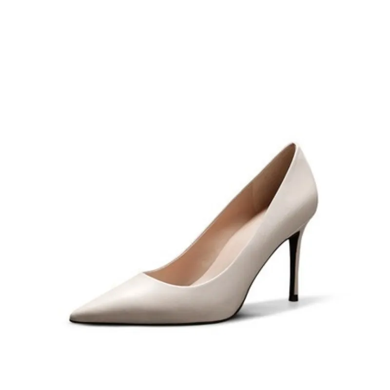 

classic shoes women pumps faux leather basic pointed toe office commute 8.5cm thin high heels work ladies dress shoes