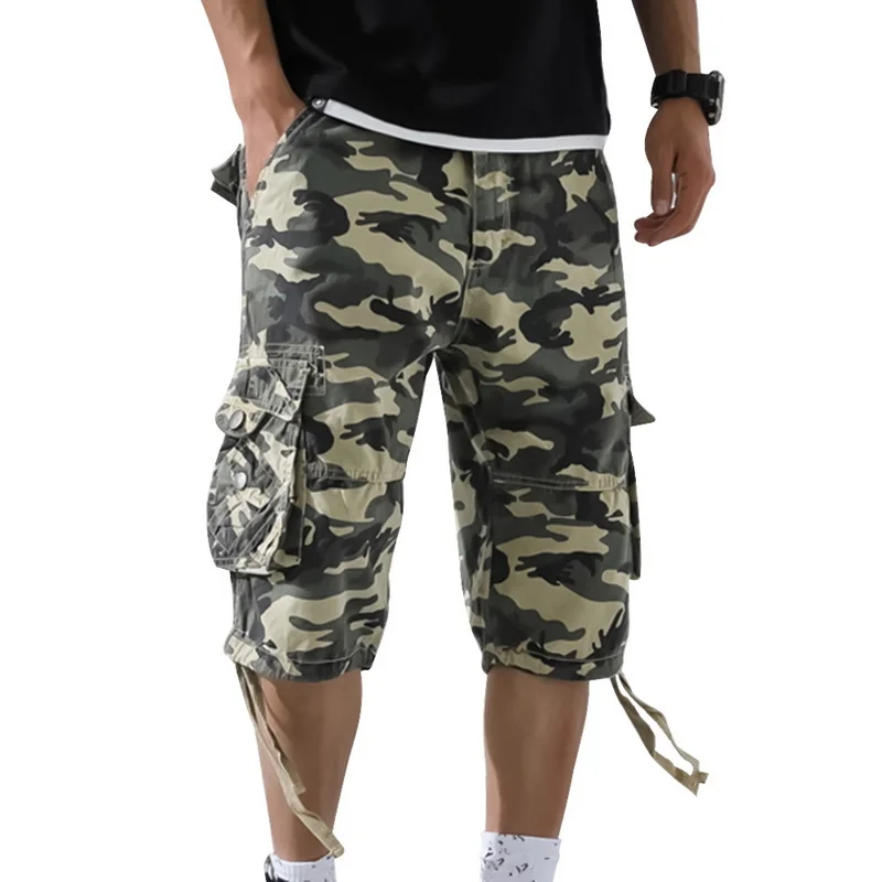 khaki B HEFLASHOR брендовые новые шорты Карго мужские повседневные военные шорты с карманами модные камуфляжные мужские шорты размера плюс - Цвет: khaki B